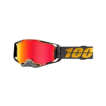 100% OCHELARI 100% ARMEGA Falcon5 BLACK/GOLD HiPER Red Mirror Goggles